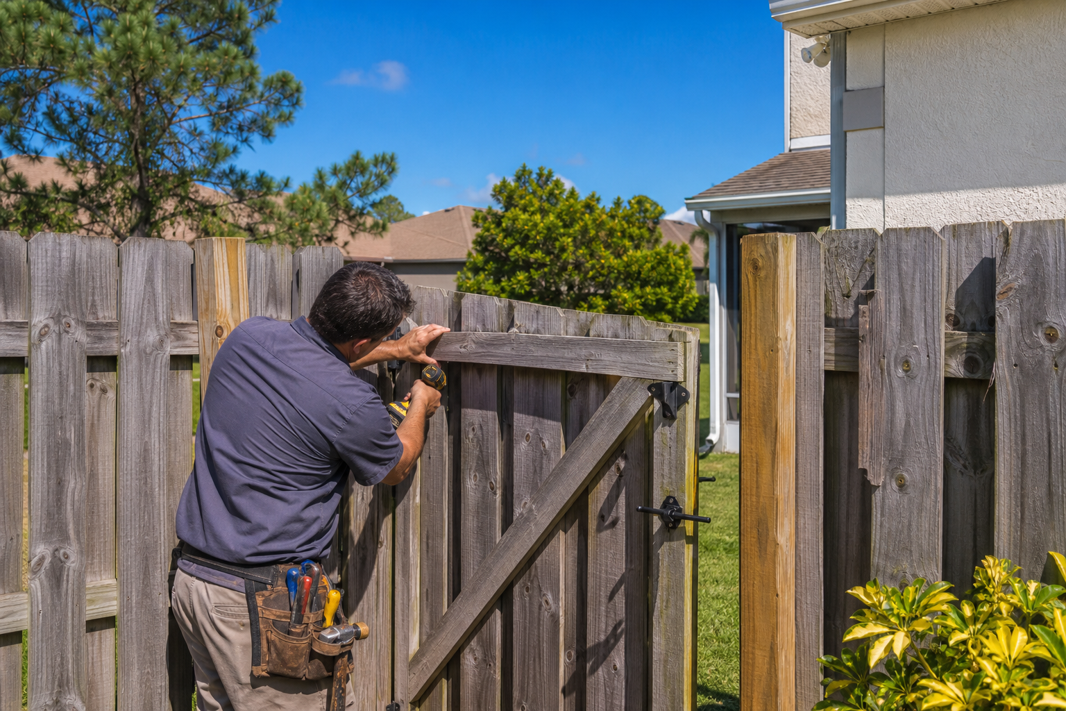 Backyard gate latch repair at a Palm Bay Florida property