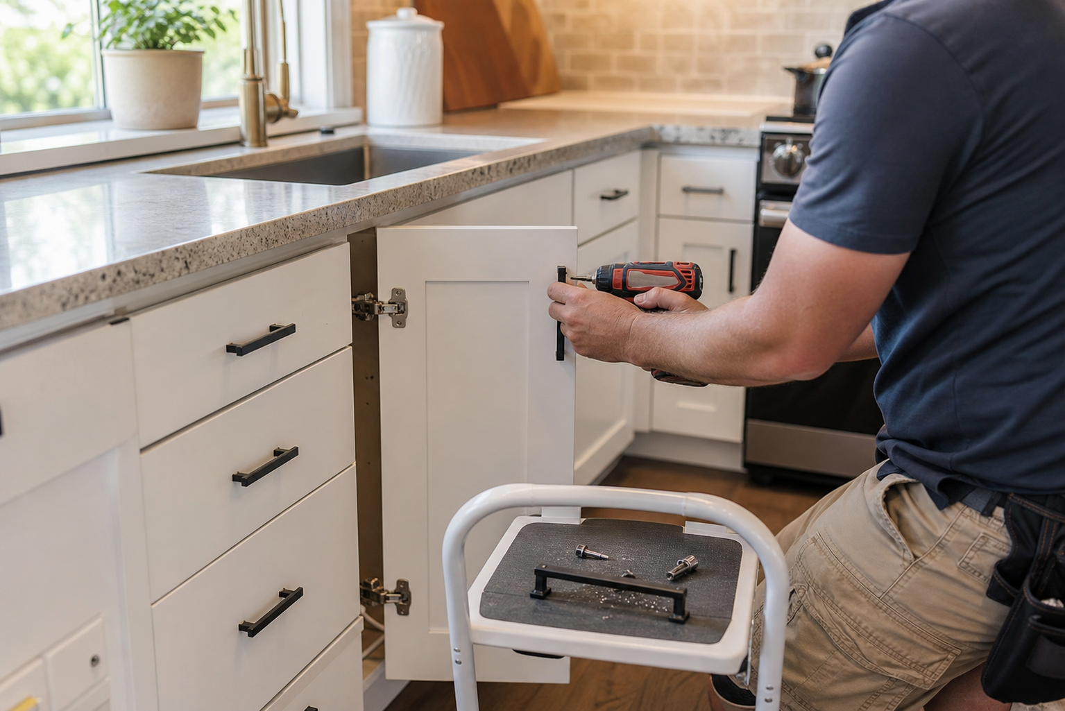 Kitchen cabinet hardware replacement and small punch-list work